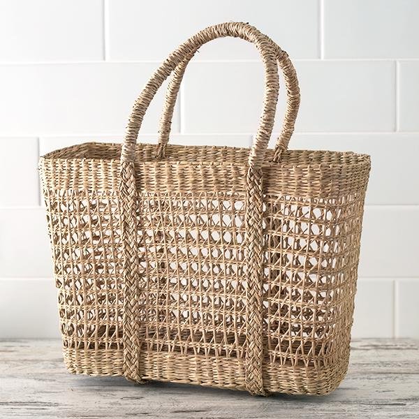 Wholesales Vietnam Natural Sea grass Big Tote bag Holiday Hollow out Shopping bags Ladies Fashion bags for women