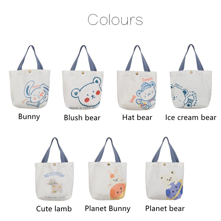 Cute Cartoon Factory Custom Wholesale Shopping Bags Environmentally Friendly Reusable Canvas Bag
