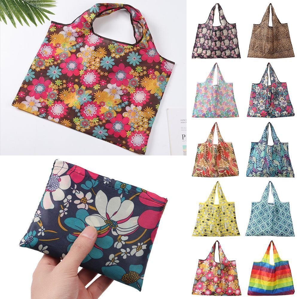 Foldable Reusable gift tote bag foldable, polyester grocery shopping Folding Recycling bags Washable Polyester bags/