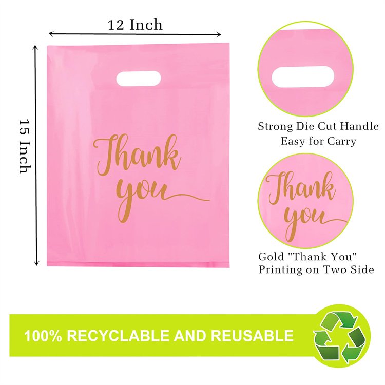 Factory Price Goodie Party Favor Thank You Plastic Gift Merchandise Bags for Small Business Weddings Christmas Craft Show