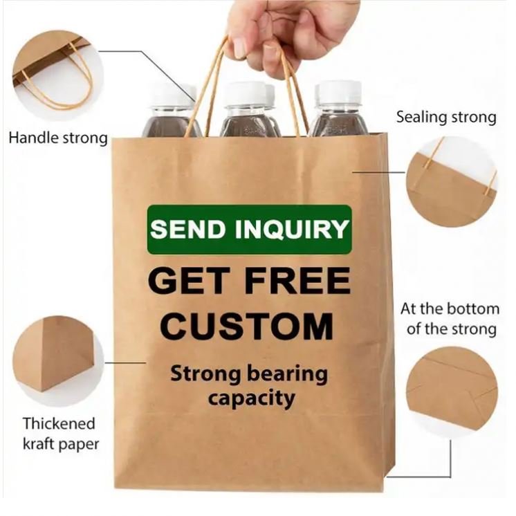 Wholesale Recycled Craft Nylon Handle Gift Black Brown White bolsa de papel, Custom Kraft Paper Shopping Bag With Your Own Logo