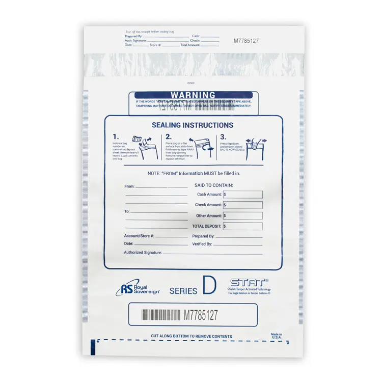 Custom Tamper Bank Cash Money Register Bag Tamperproof Evidence Tape Evidence Safety Bag