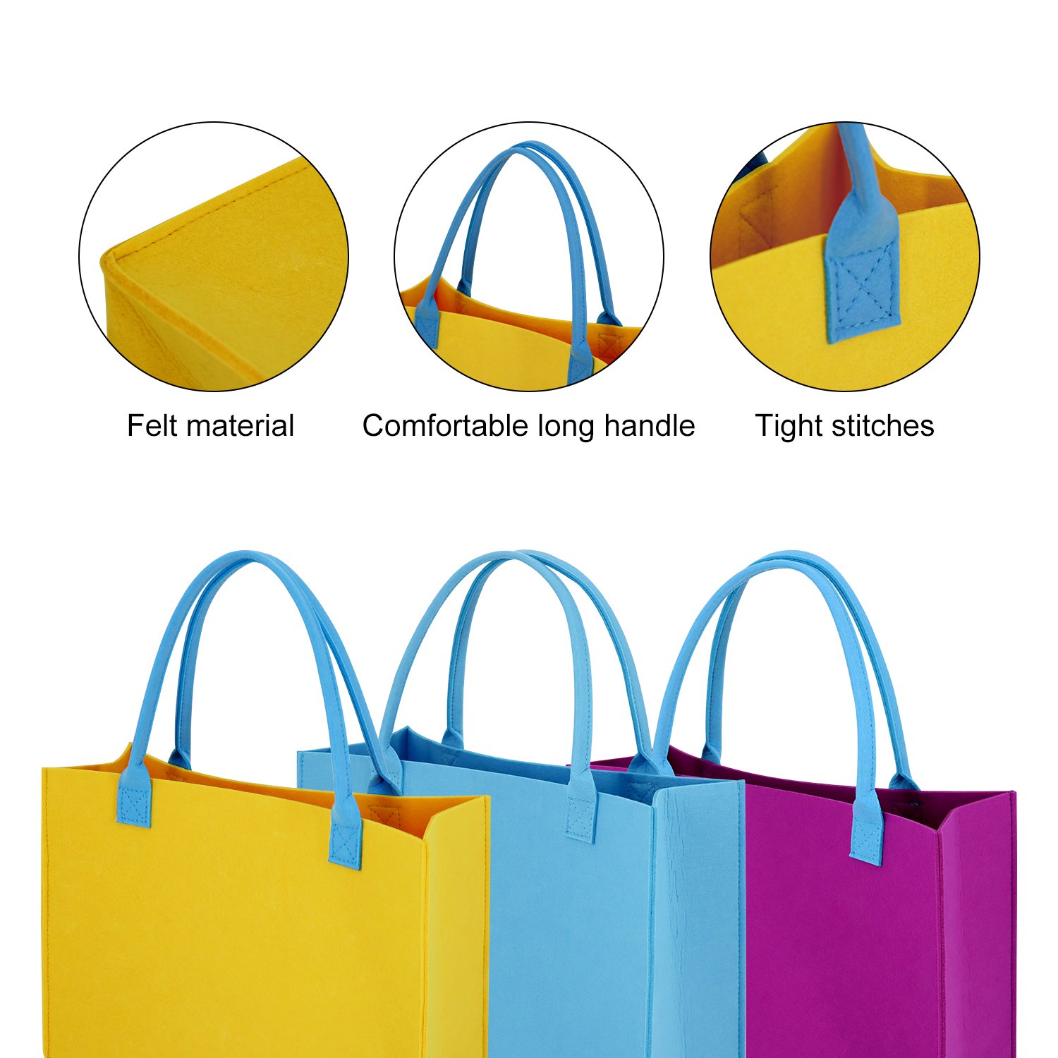 High Capacity Luxury Purple Felt Online Handbag Ladies Shopping Bag for Women
