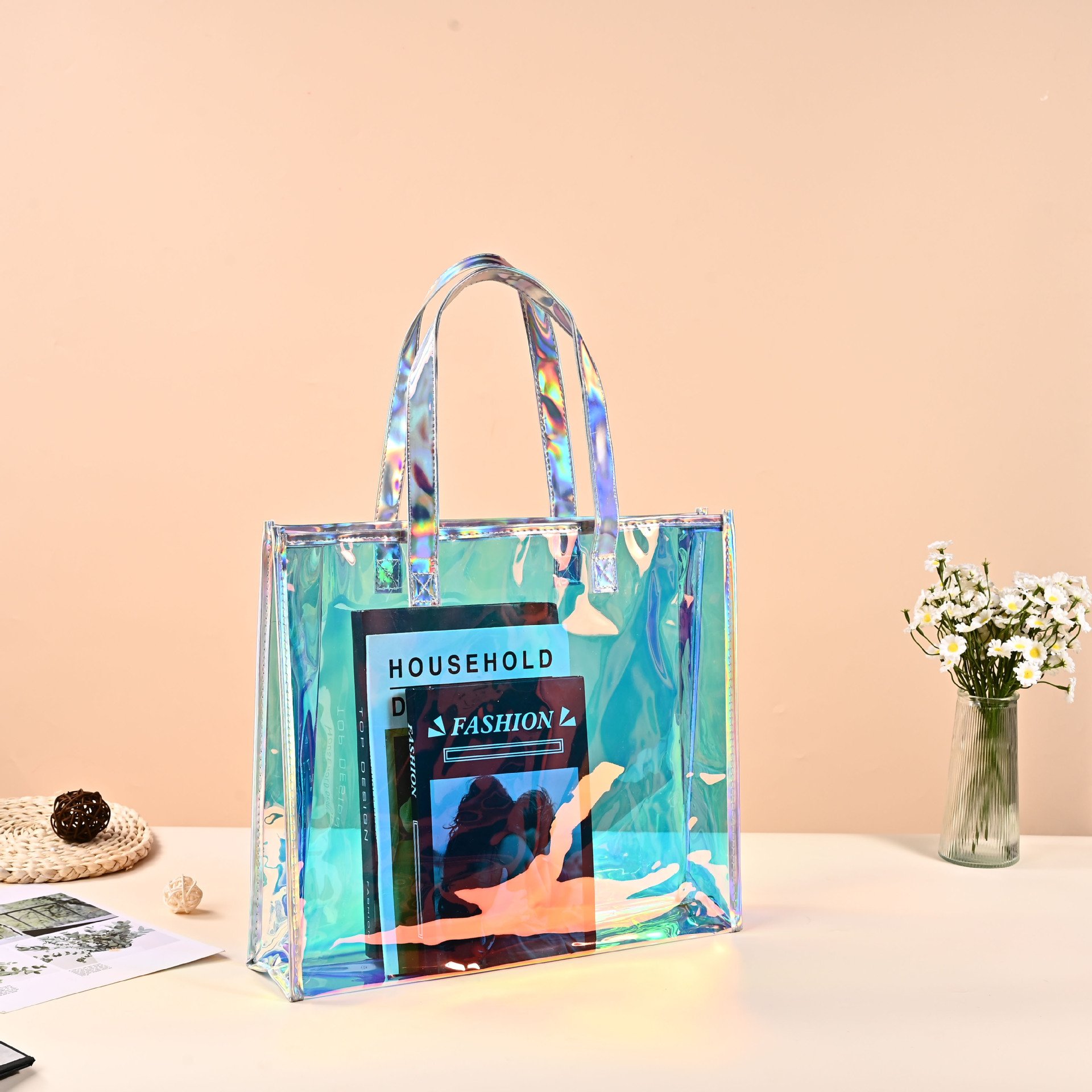 High quality waterproof shopping bag traveling gift bag blue pvc plastic tote bag with logo