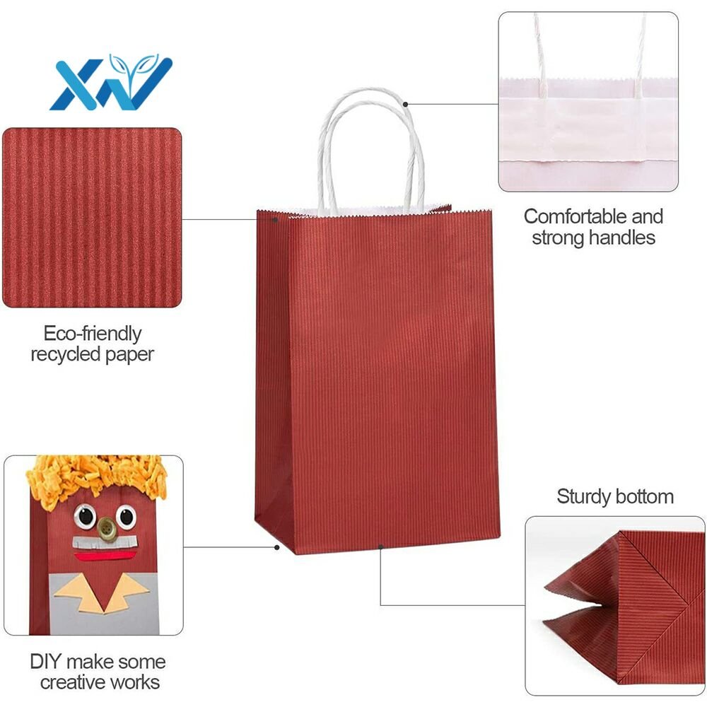 Eco-friendly kraft white paper bag with twist handle and customized printing for supermarket shopping gift bag