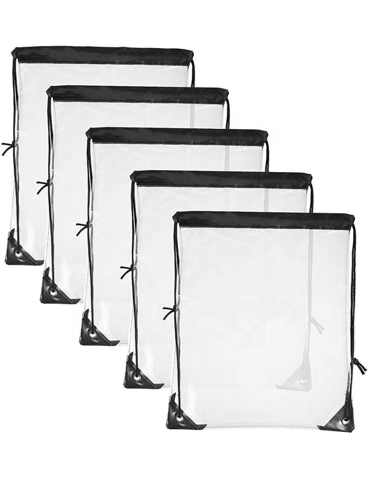 Custom Fashion Plastic Waterproof Transparent Drawstring Backpack Clear PVC Shopping Bag