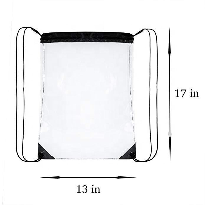 Custom Fashion Plastic Waterproof Transparent Drawstring Backpack Clear PVC Shopping Bag