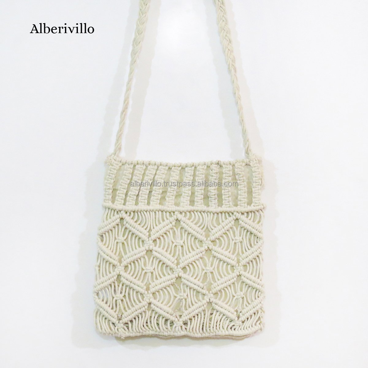 Customized Handmade Cotton Rope Macrame Shopping Bag Foldable Beach Bag For Online