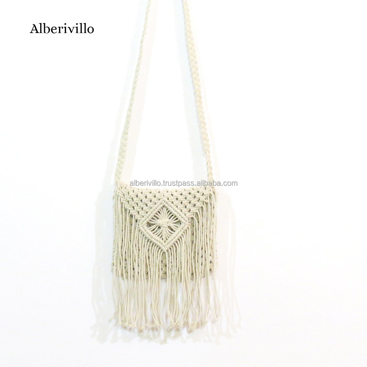 Customized Handmade Cotton Rope Macrame Shopping Bag Foldable Beach Bag For Online