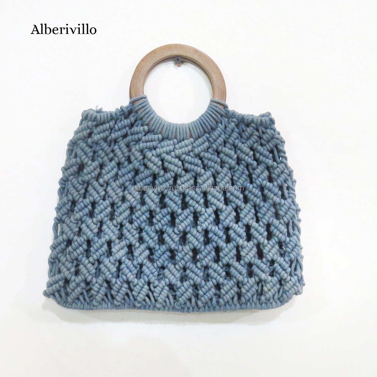 Customized Handmade Cotton Rope Macrame Shopping Bag Foldable Beach Bag For Online