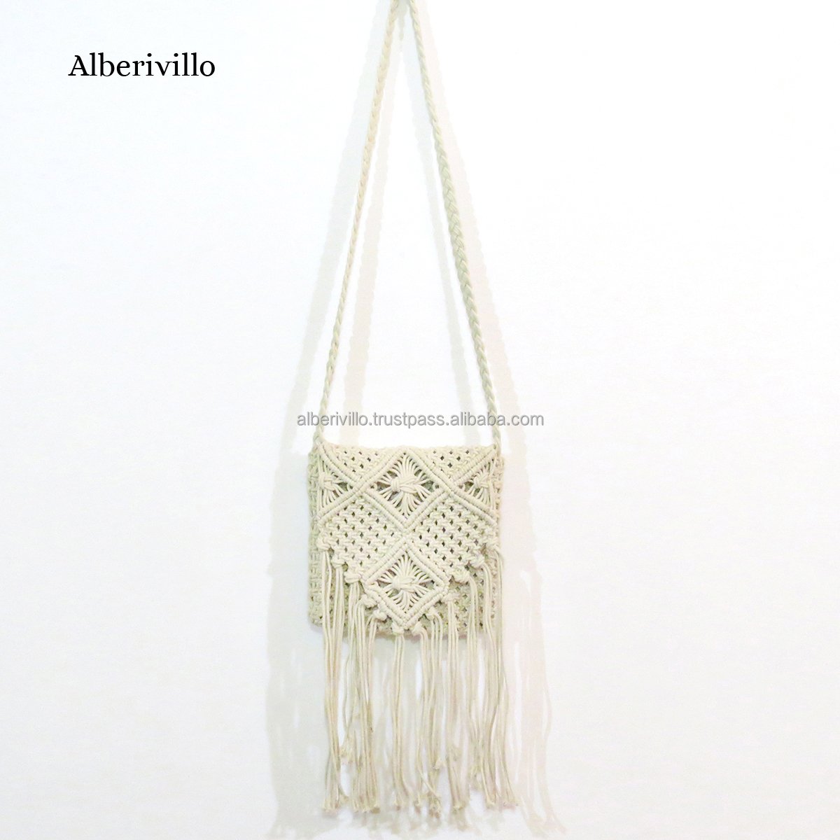 Customized Handmade Cotton Rope Macrame Shopping Bag Foldable Beach Bag For Online