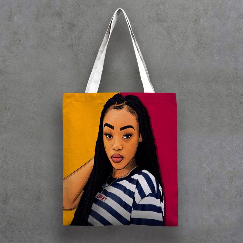 Fashion Black Art African Girls Printed Handbag Women Ladies Tote Shopping Bag