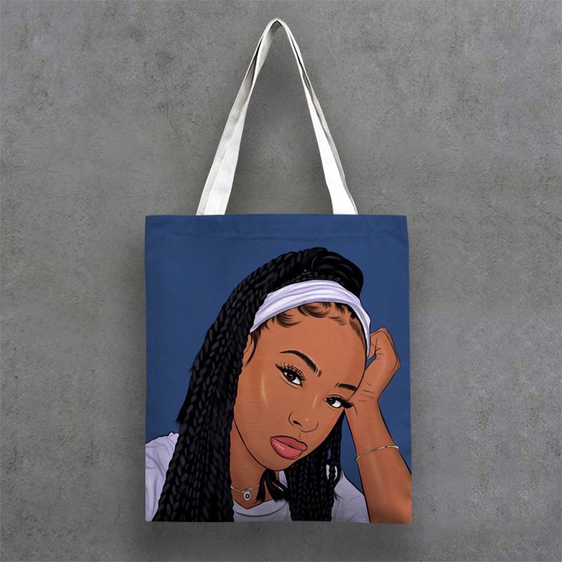Fashion Black Art African Girls Printed Handbag Women Ladies Tote Shopping Bag
