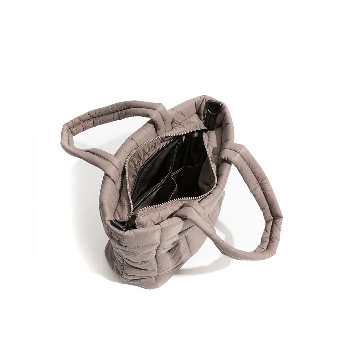 Custom Handbag Manufacturer Fashion Light Weight Padded Down Cotton Soft Quilt Women Nylon Puffer Tote Bag Shopping Bag