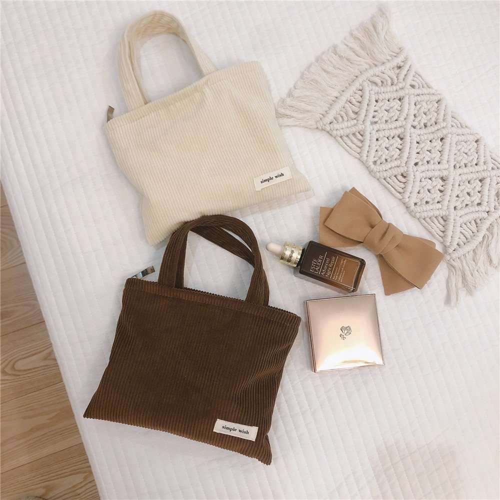 High Quality eco friendly Custom Corduroy Custom Dust Small Mini tote pouch bag for Private label