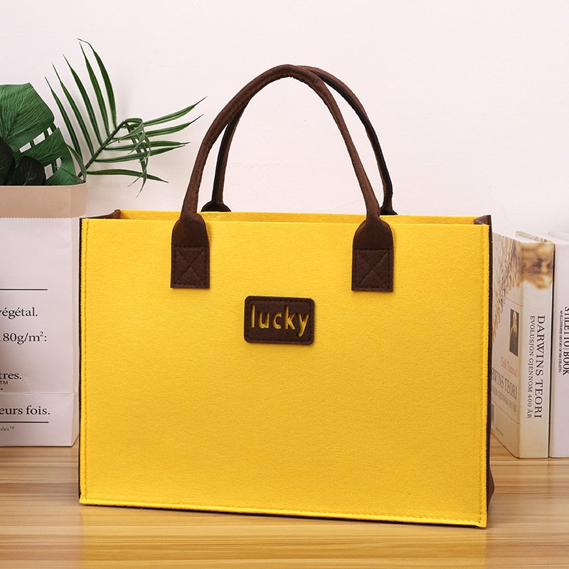 Wholesale Customized Large Capacity Color Block Felt Tote Bag Hot Sale Travel Gift Shopping Bag Reusable Custom Logo Pattern