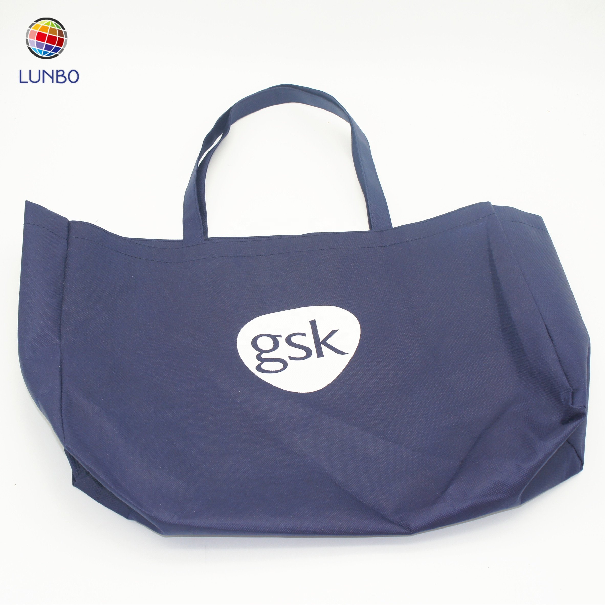Customized 80gsm non woven big bag for clothes shopping,sewing inside blue color nonwoven shopping bag