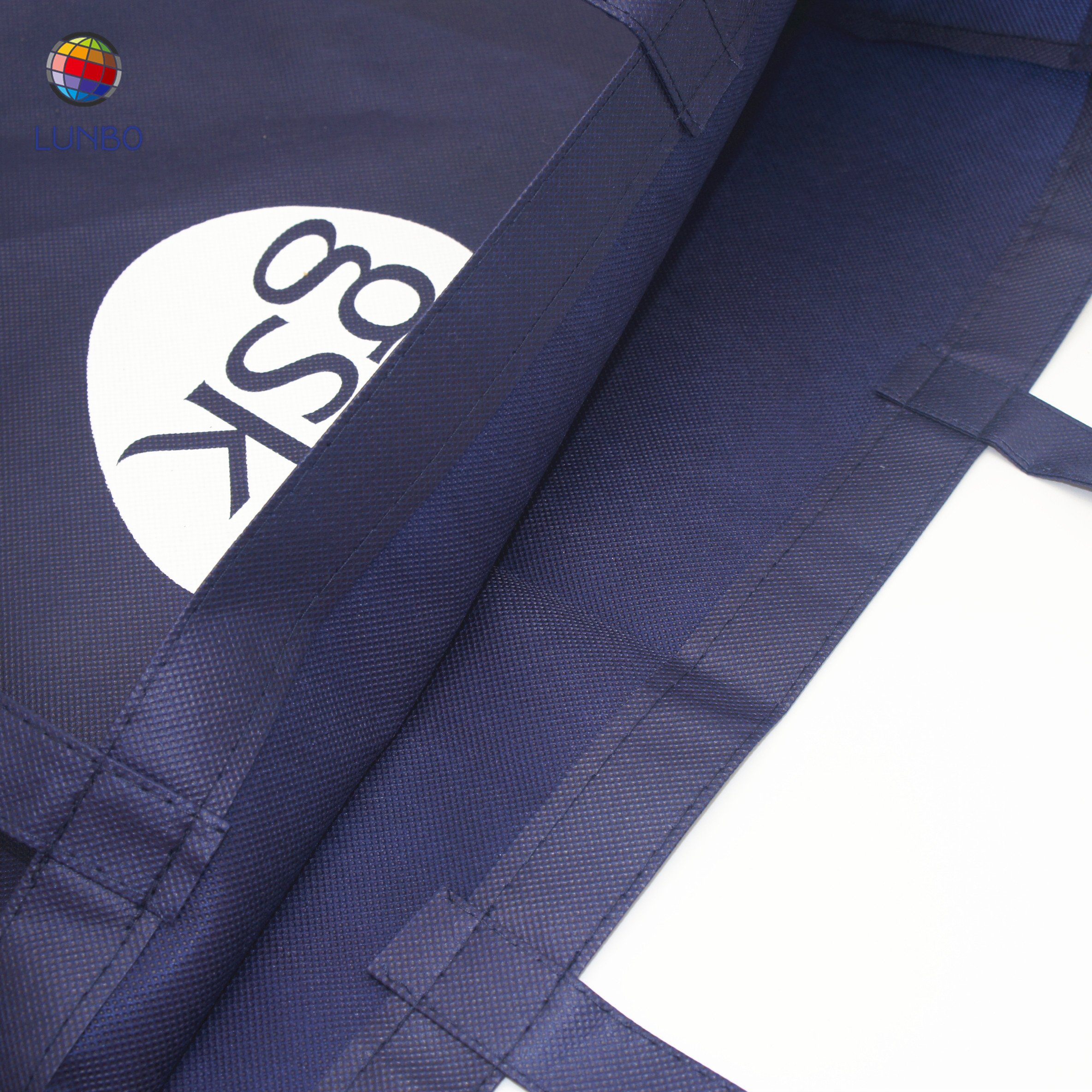 Customized 80gsm non woven big bag for clothes shopping,sewing inside blue color nonwoven shopping bag