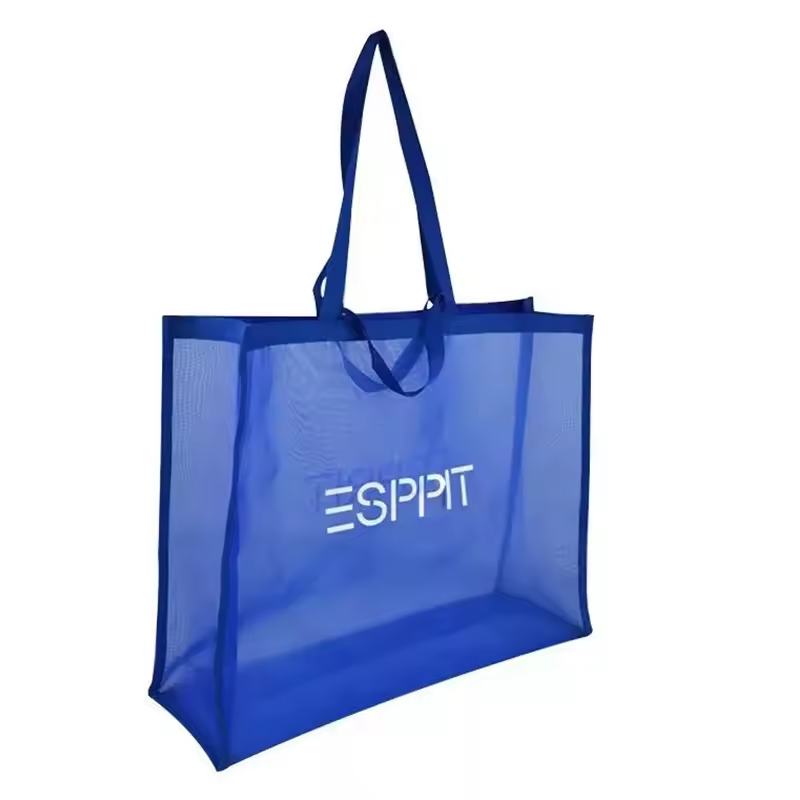 Custom Logo Black Grey Net Fruit Vegetable Carrying Grocery Tote Shoulder Nylon Mesh Shopping Bag