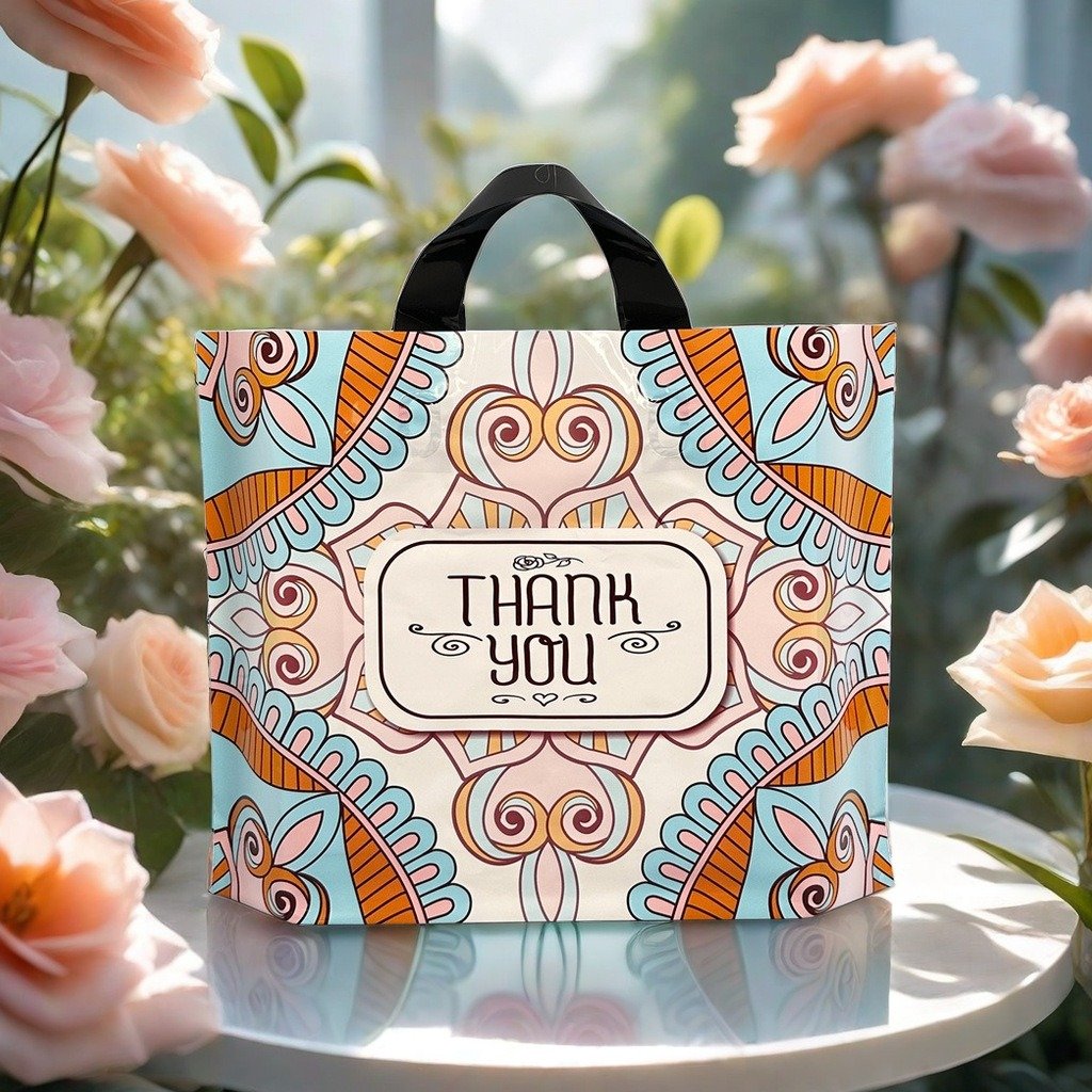 Gift bag Hot Sale Durable Heavy Duty Shopping Bag Plastic for Shop Packaging Loop Handle Printing Grocery Bag Square Bottom