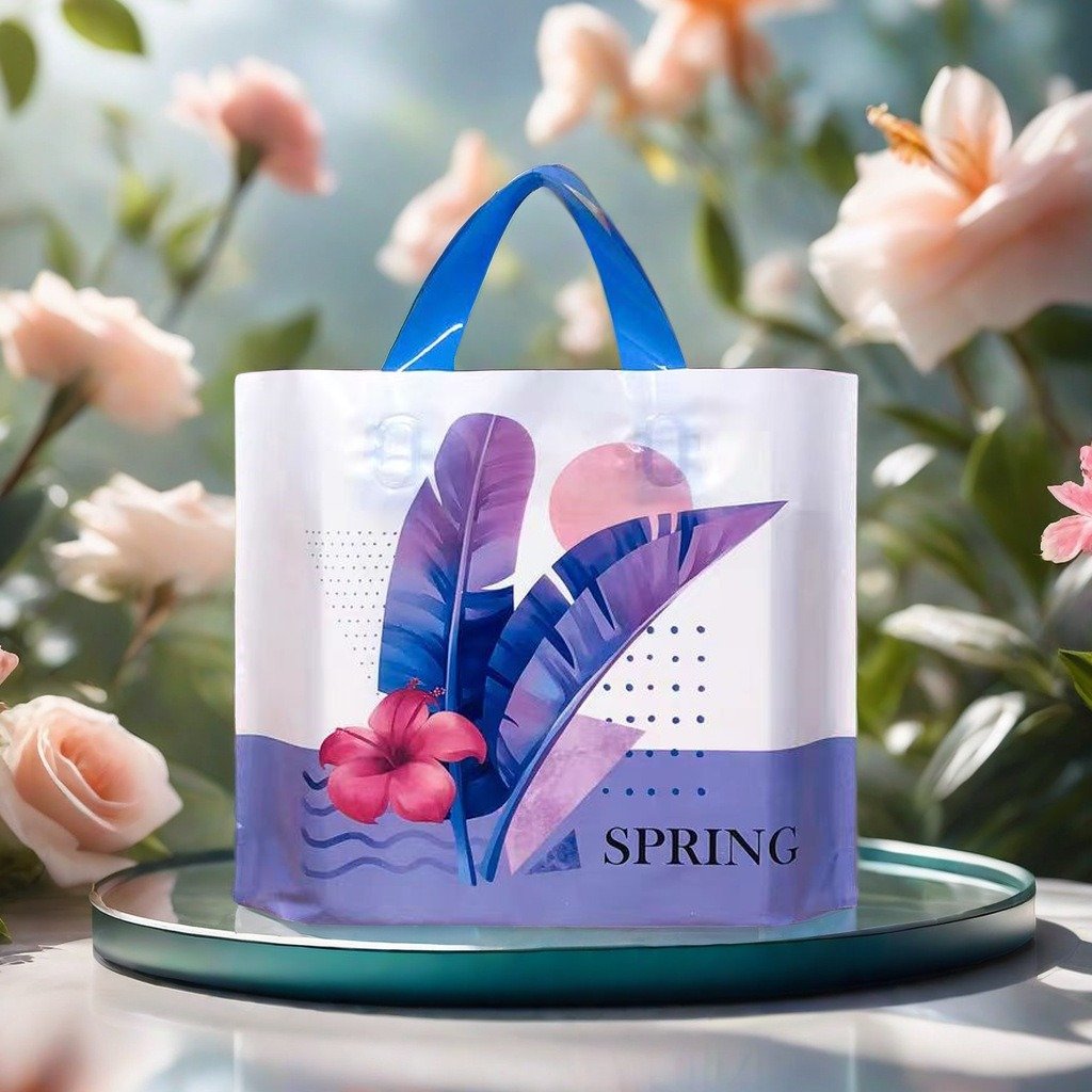 Gift bag Hot Sale Durable Heavy Duty Shopping Bag Plastic for Shop Packaging Loop Handle Printing Grocery Bag Square Bottom