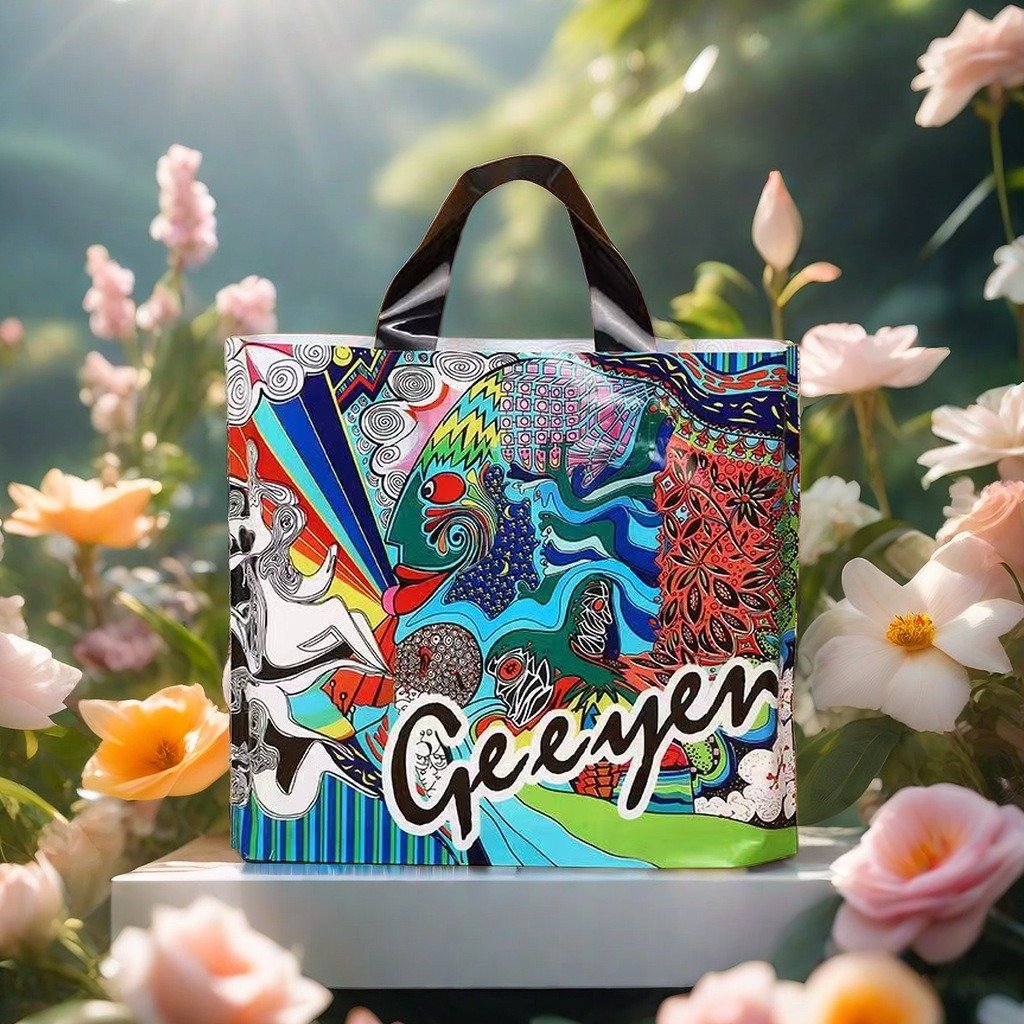 Gift bag Hot Sale Durable Heavy Duty Shopping Bag Plastic for Shop Packaging Loop Handle Printing Grocery Bag Square Bottom