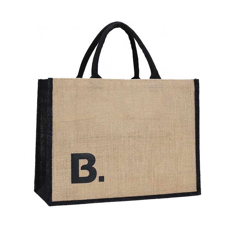 Wholesale Eco-Friendly Organic Jute Shopping Bag Customizable Reusable Burlap Tote Fashionable Boutique Retailers Gift Giving