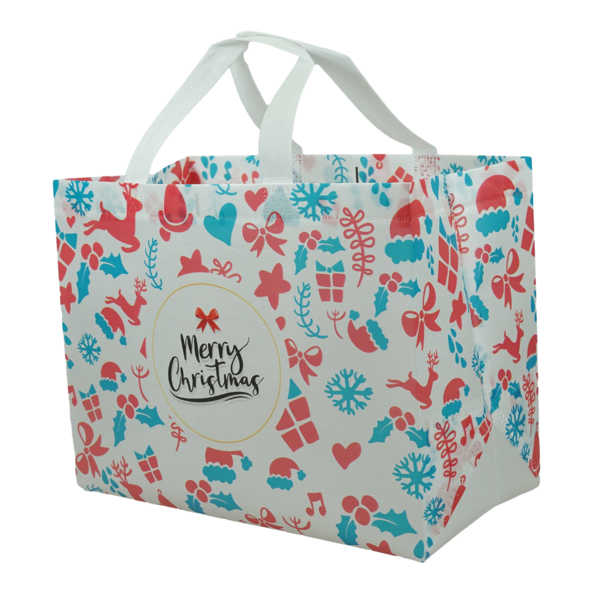 Reusable Christmas PP Laminated Full Printing Non Woven Shopping Bag Eco Friendly Recycle Grocery Bag