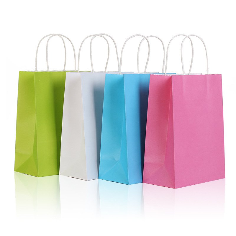 Cheap Recycled Custom Logo Printed Grocery Shopping Packaging Brown Kraft Paper Bag With Handles