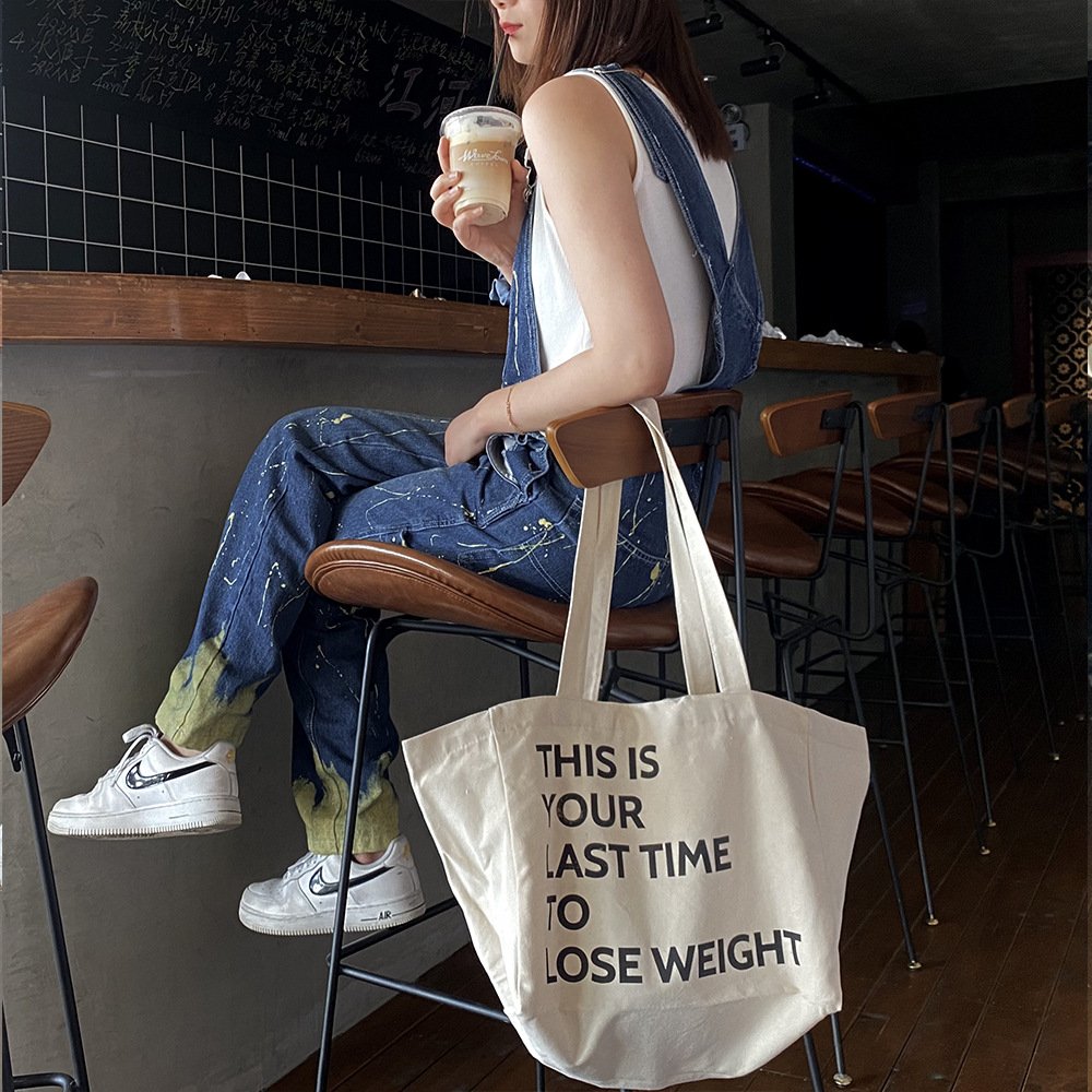 Large Capacity Cotton Canvas Tote Bags Custom Logo Reusable Shopping Bags With Custom Printed Logo