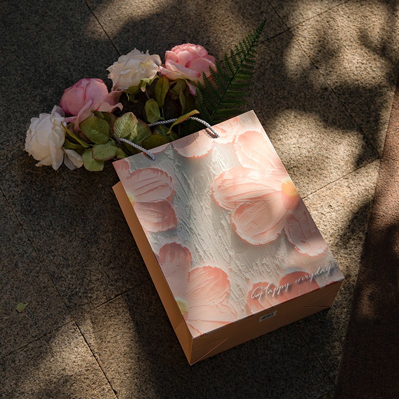 creative oil painting handbag gift three-dimensional gift Paper Shopping Bag with exquisite