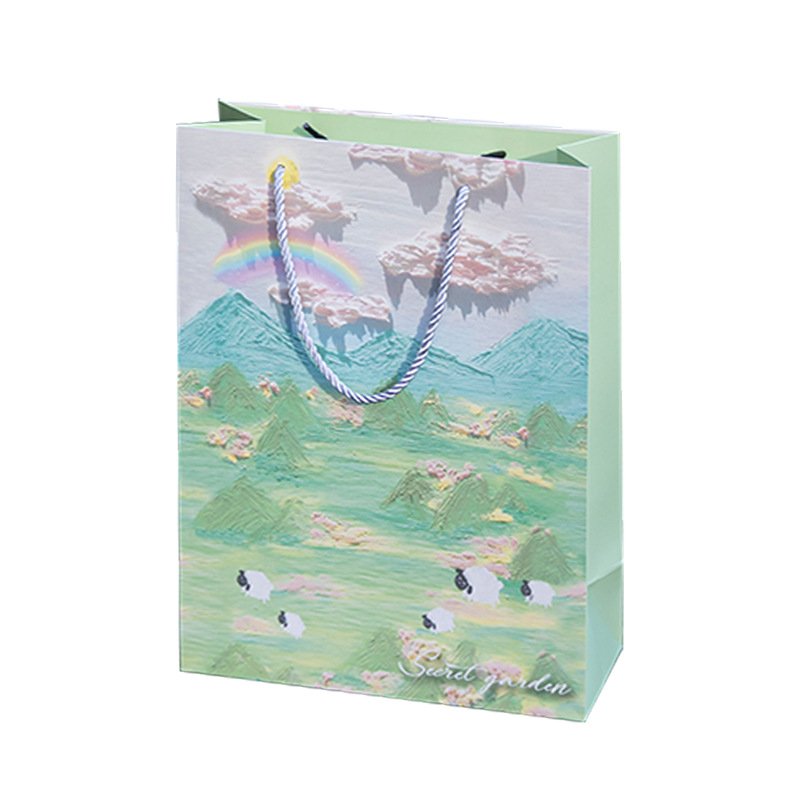creative oil painting handbag gift three-dimensional gift Paper Shopping Bag with exquisite