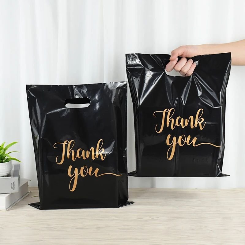 Durable Die cut bags Retail Store Packaging Plastic Shopping Bags Weather-proof Customized Logo