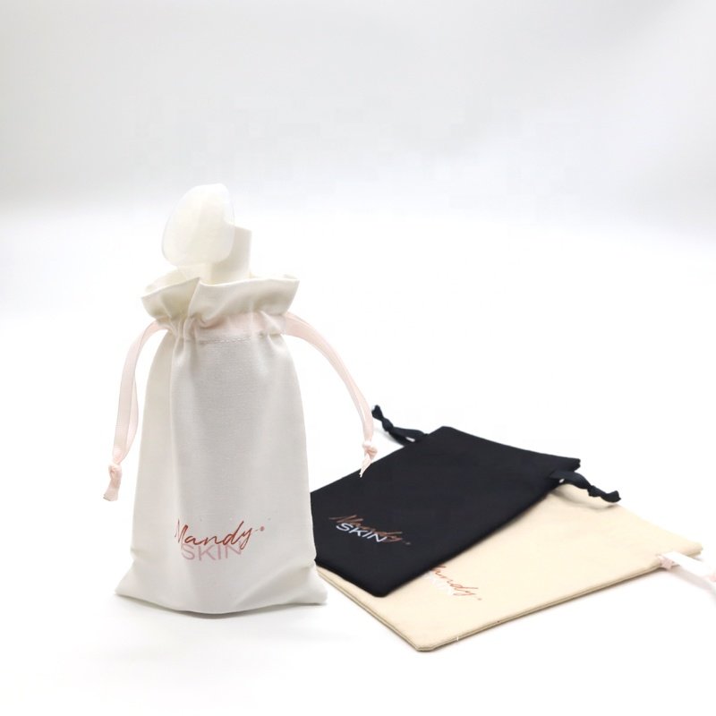 Recyclable Custom Logo Linen Cotton Gift Bag Wholesale Drawstring Linen Fabric Bag For Skincare Products Packaging
