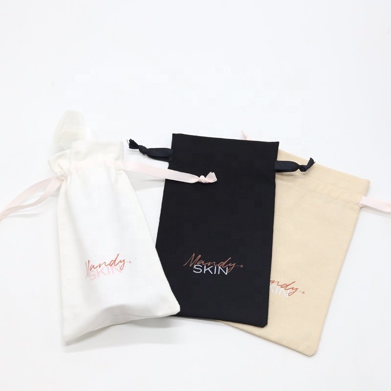 Recyclable Custom Logo Linen Cotton Gift Bag Wholesale Drawstring Linen Fabric Bag For Skincare Products Packaging