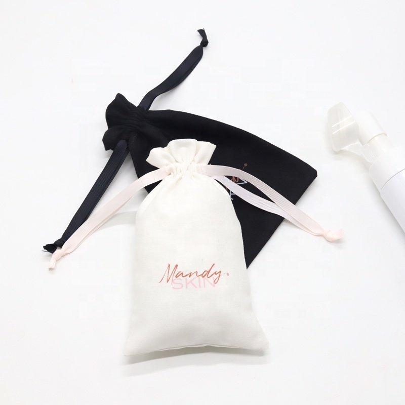 Recyclable Custom Logo Linen Cotton Gift Bag Wholesale Drawstring Linen Fabric Bag For Skincare Products Packaging