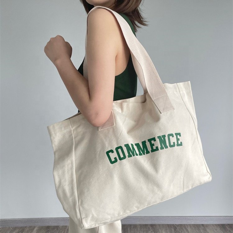 Customized large-capacity reusable canvas gym bag, shopping bag