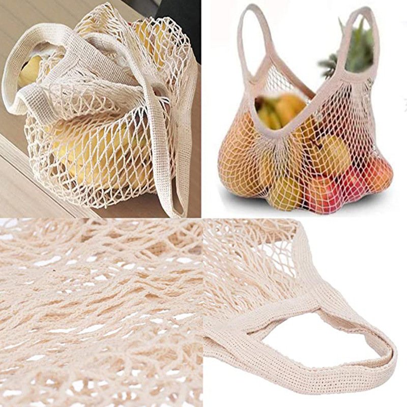 Eco Friendly Custom Logo Tote Shopping Bag Reusable Washable Fruit and Vegetable Grocery Cotton net Mesh beach Bag
