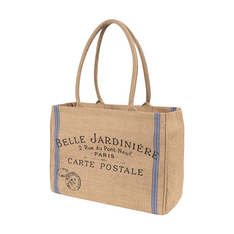 Hot sale custom pattern printed eco friendly large capacity reusable shopping jute tote bags