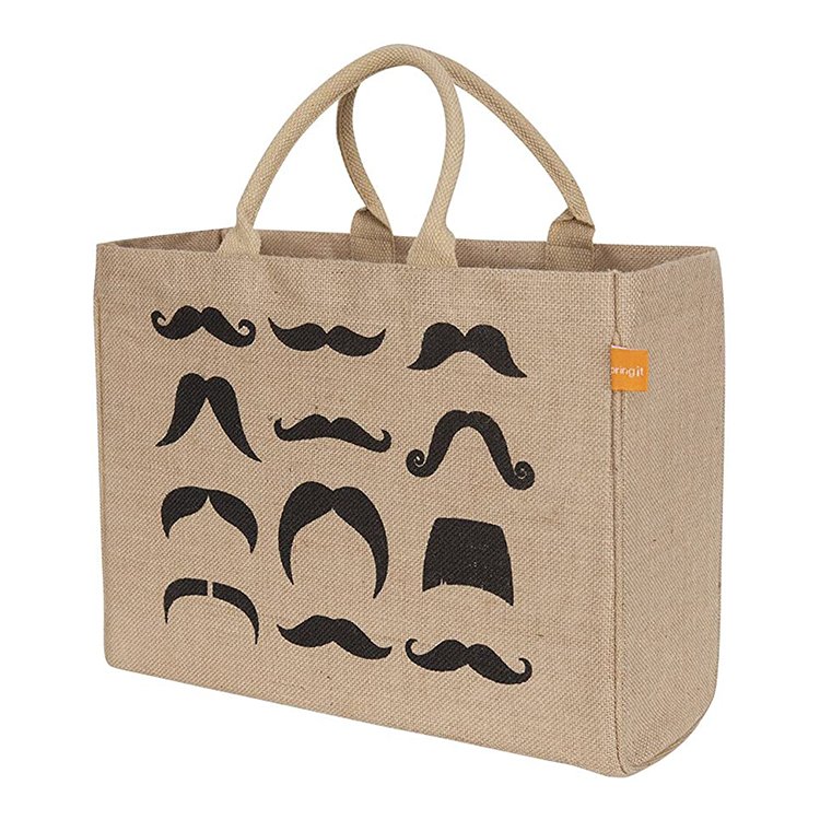 Hot sale custom pattern printed eco friendly large capacity reusable shopping jute tote bags