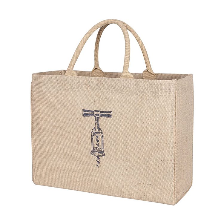 Hot sale custom pattern printed eco friendly large capacity reusable shopping jute tote bags