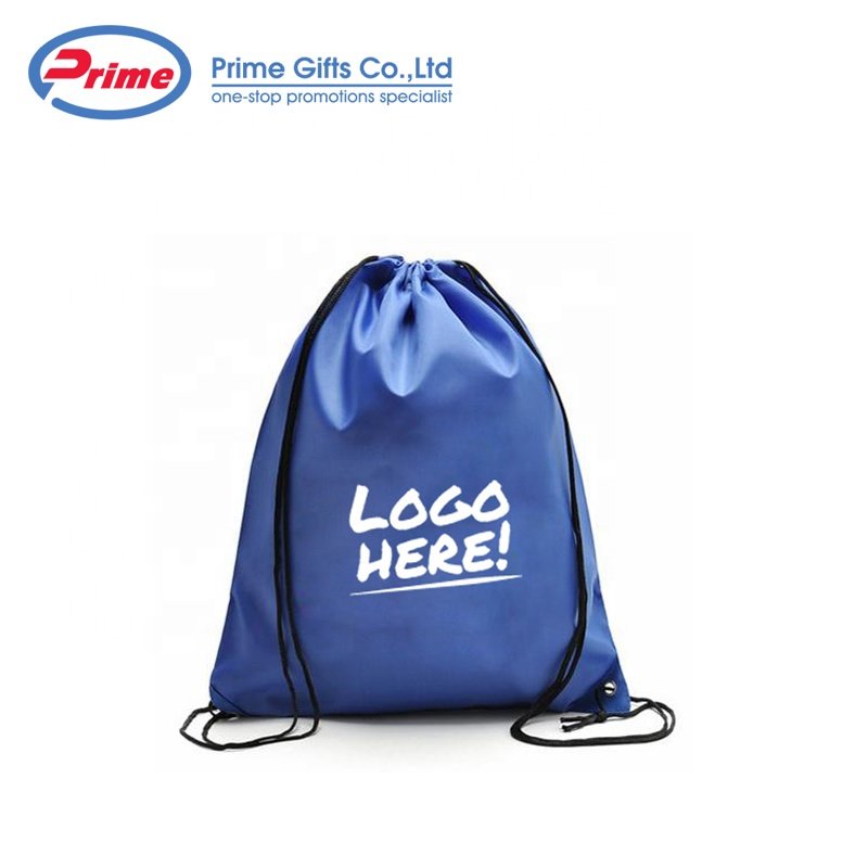Wholesale Eco Friendly Promotional Recyclable Drawstring 210D Polyester Drawstring Gym Bag Backpack With Custom Logo Printed