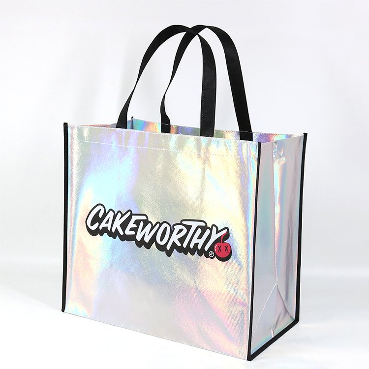 Eco Laminated Fabric Shopping Glossy Custom Print Logo Non Woven Tote Bag Package