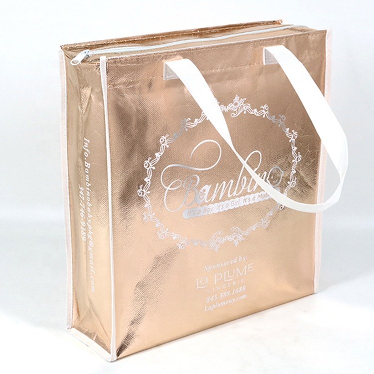 Eco Laminated Fabric Shopping Glossy Custom Print Logo Non Woven Tote Bag Package