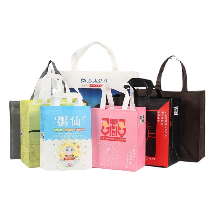 Custom printing grocery tote plastic with drawstring gift shopping non woven bag