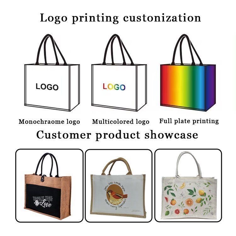 Wholesale Eco Natural Plain Eco Wide Gusset Tote Shopping Bag Women Burlap Grocery Bag For Travel