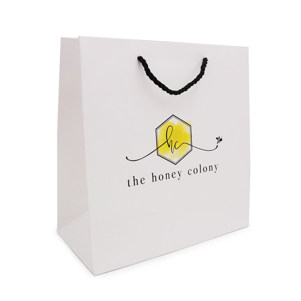 Custom Logo Printed Matt Laminated Pink Paper Shopping Bag With Ribbon Handle