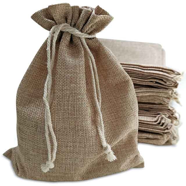 Promotional Wholesaler Custom Logo Jute Bag Burlap Drawstring Eco-friendly Shopping Double Drawstrings Storage Bags