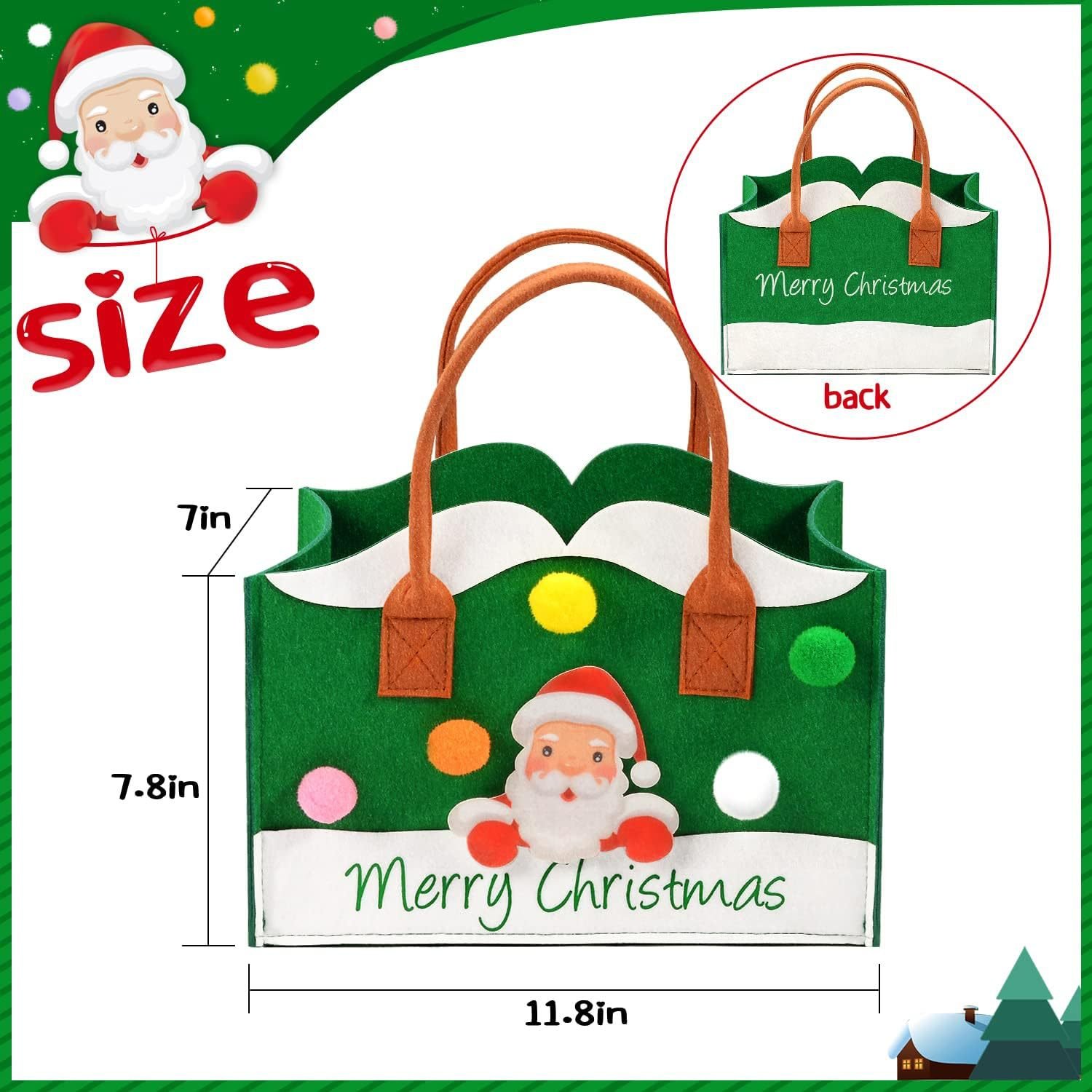 Christmas Gift Bag Cute Cartoon Tote Organizer Holiday Decoration Felt Christmas Candy Tote Shopping Bags