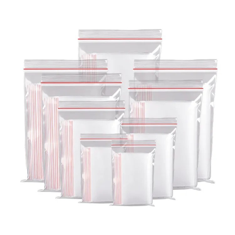 Clear Small Plastic Grip Self Seal Resealable Mini Ziplock Packing Bag Custom Size Zip Lock Bag Printed Single Zipper Self Bags